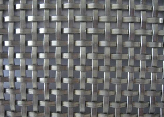 Metal decorativo tejido cuadrado plano Mesh Stainless Steel o aluminio